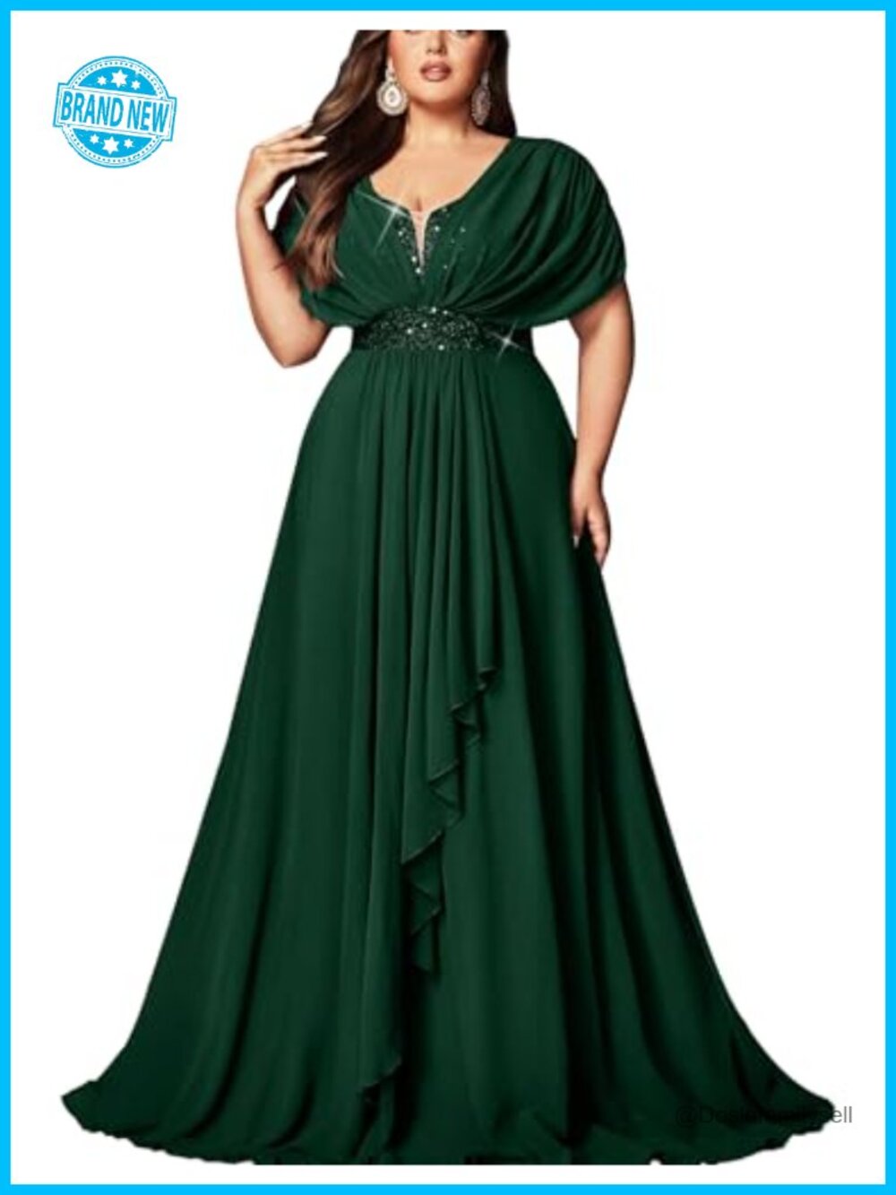 Plus Size Sequin Chiffon A-Line Formal Bridesmaid Dress